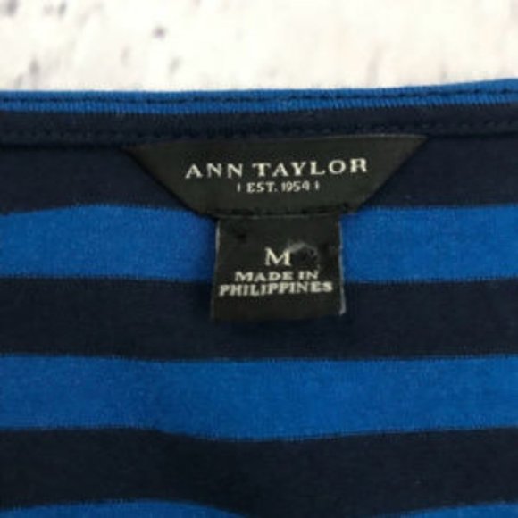 Ann Taylor Blue Striped Faux Wrap Dress Size M - Picture 5 of 6